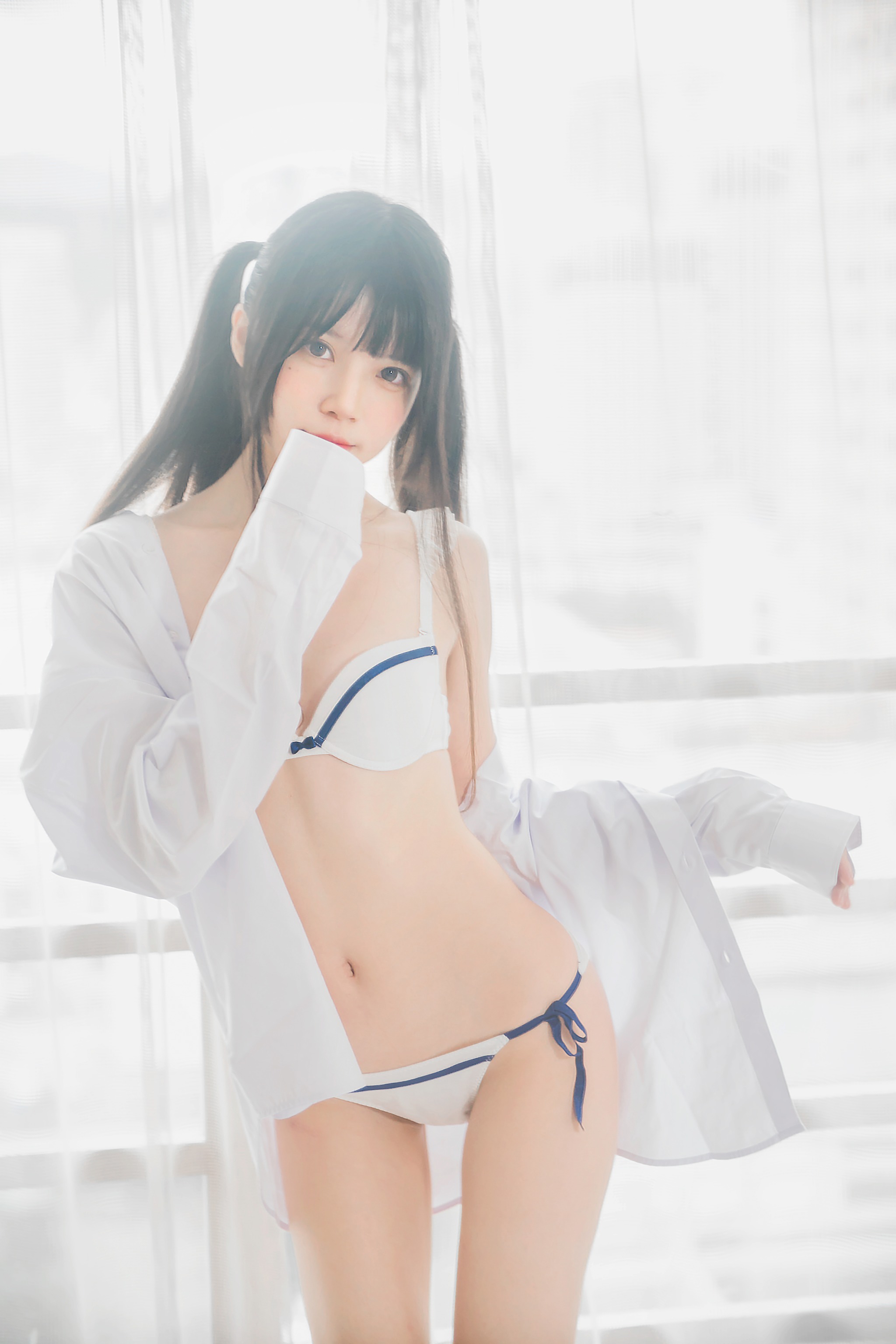 图片[1]-桜桃喵 – NO.001 白衬衫双马尾 [47P]-XikXak